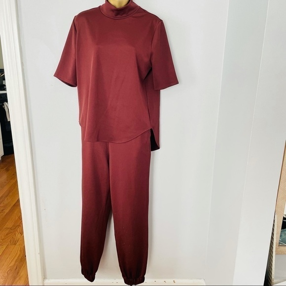 Zara 2 piece matching set shirt sleeve ribbed top trousers - Picture 1 of 8